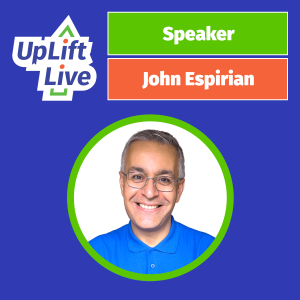 Headshot of John Espirian in the UpLift Live branding.