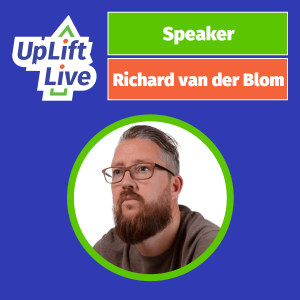 Headshot of Richard van der Blom, in UpLift Live Branding. 